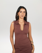 Two-way Zip Bodycon Dress | Iced Latte