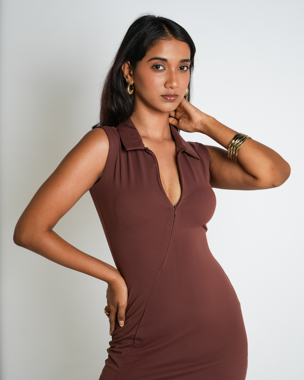 Two-way Zip Bodycon Dress | Iced Americano