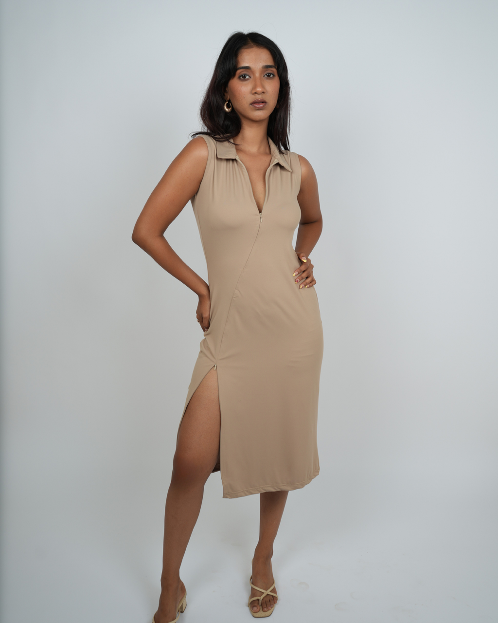 Two-way Zip Bodycon Dress | Iced Americano