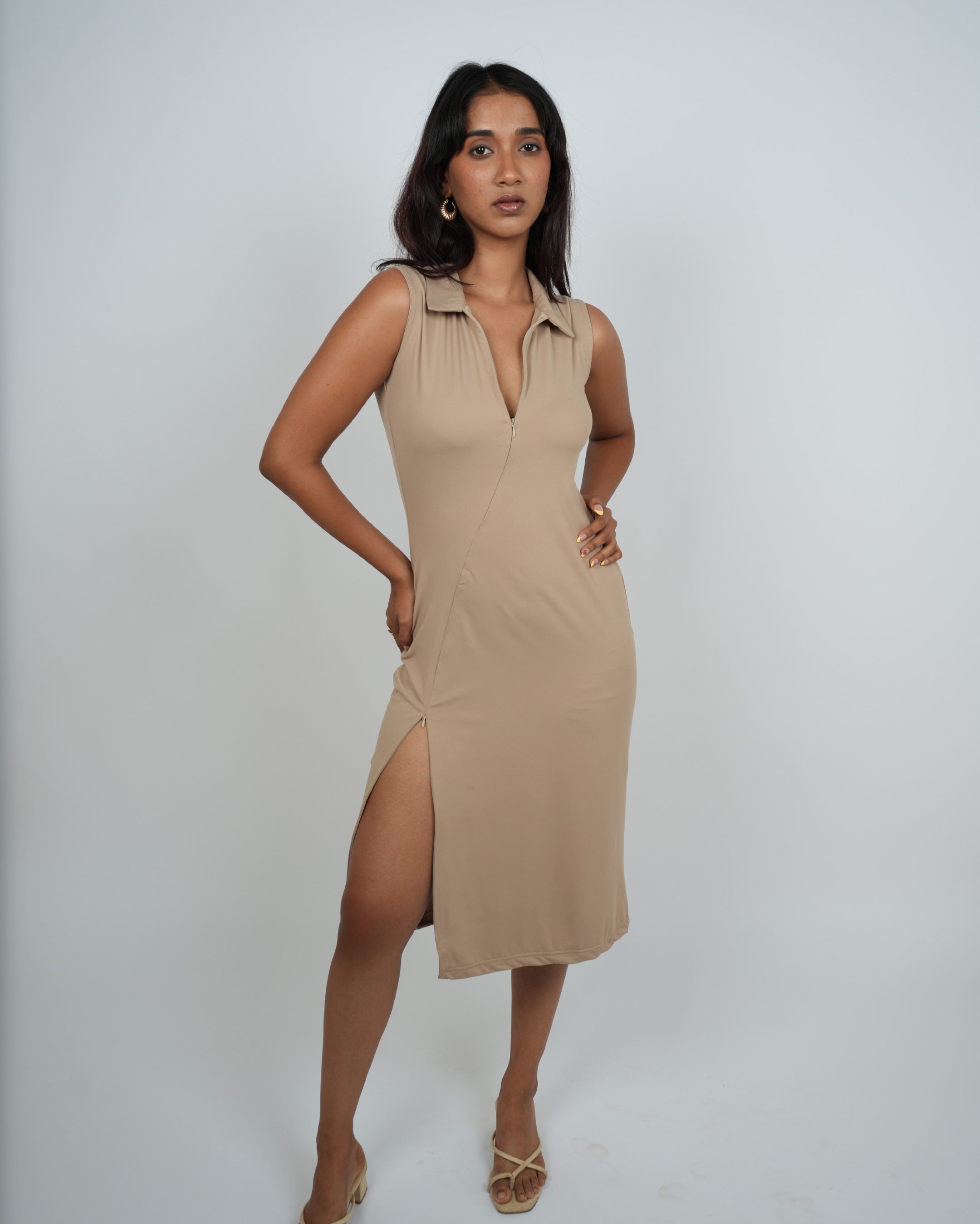 Two-way Zip Bodycon Dress | Iced Americano