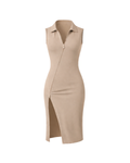 Two-way Zip Bodycon Dress | Iced Latte