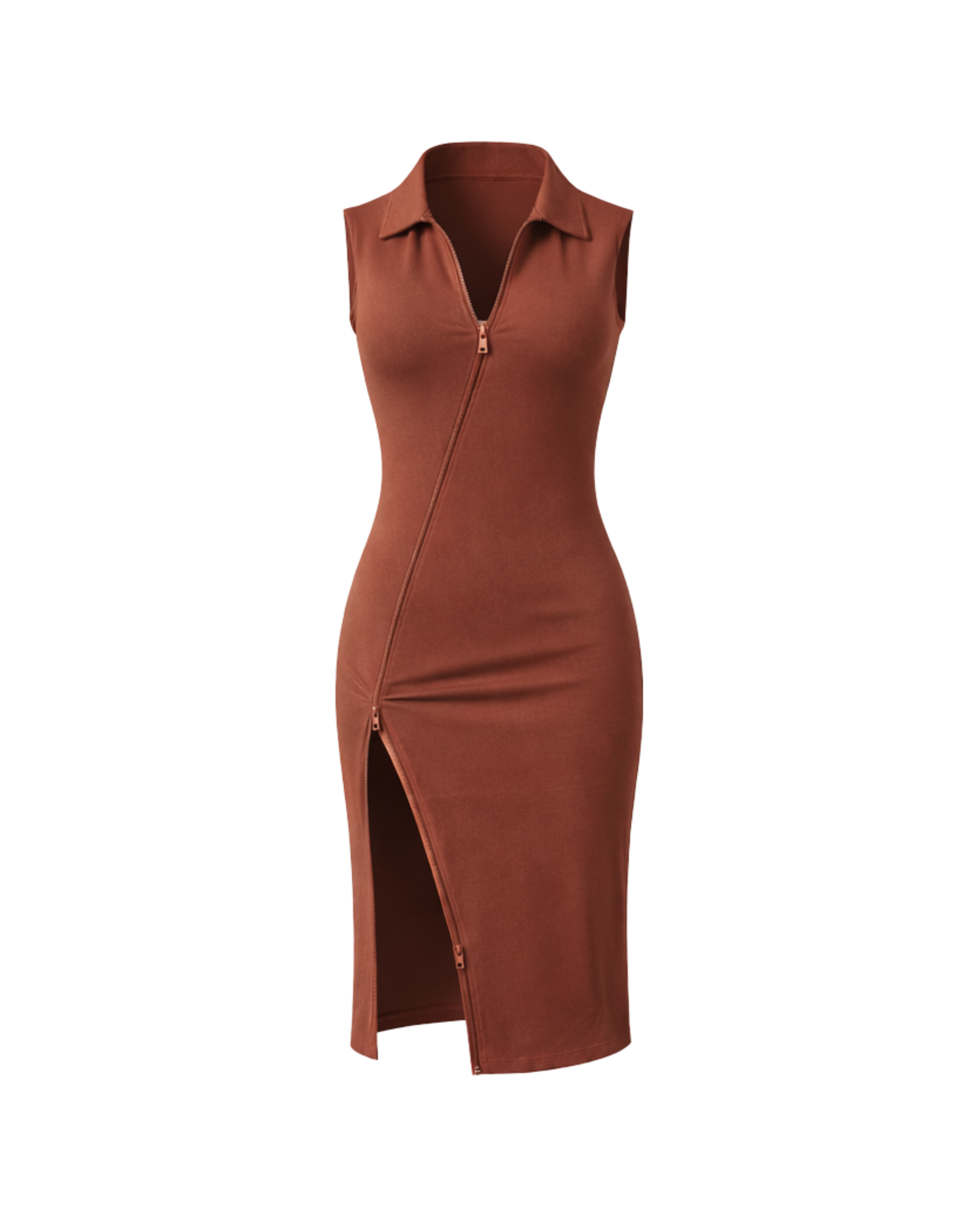 Two-way Zip Bodycon Dress | Iced Latte